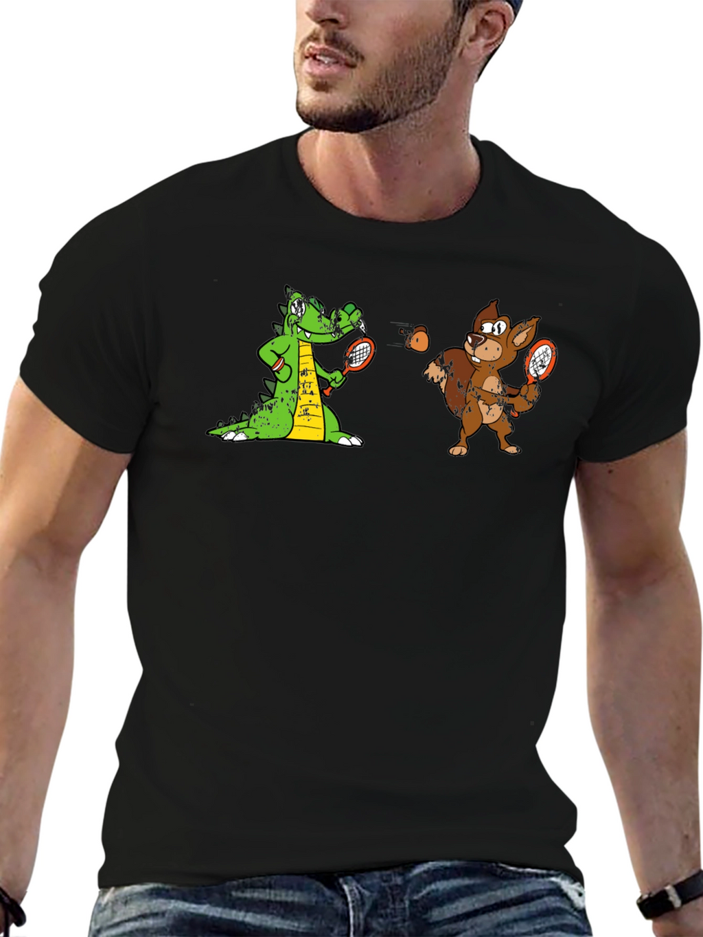 Tennis Crocodile vs Squirrel Graphic Tee