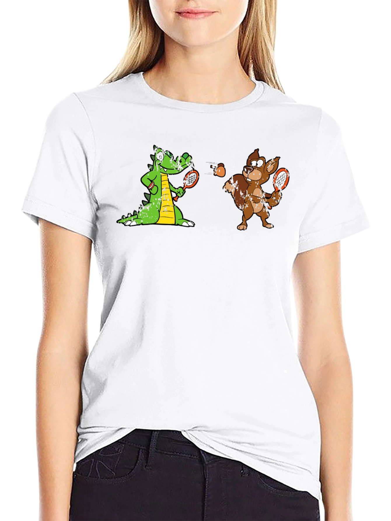 Tennis Crocodile vs Squirrel Graphic Tee