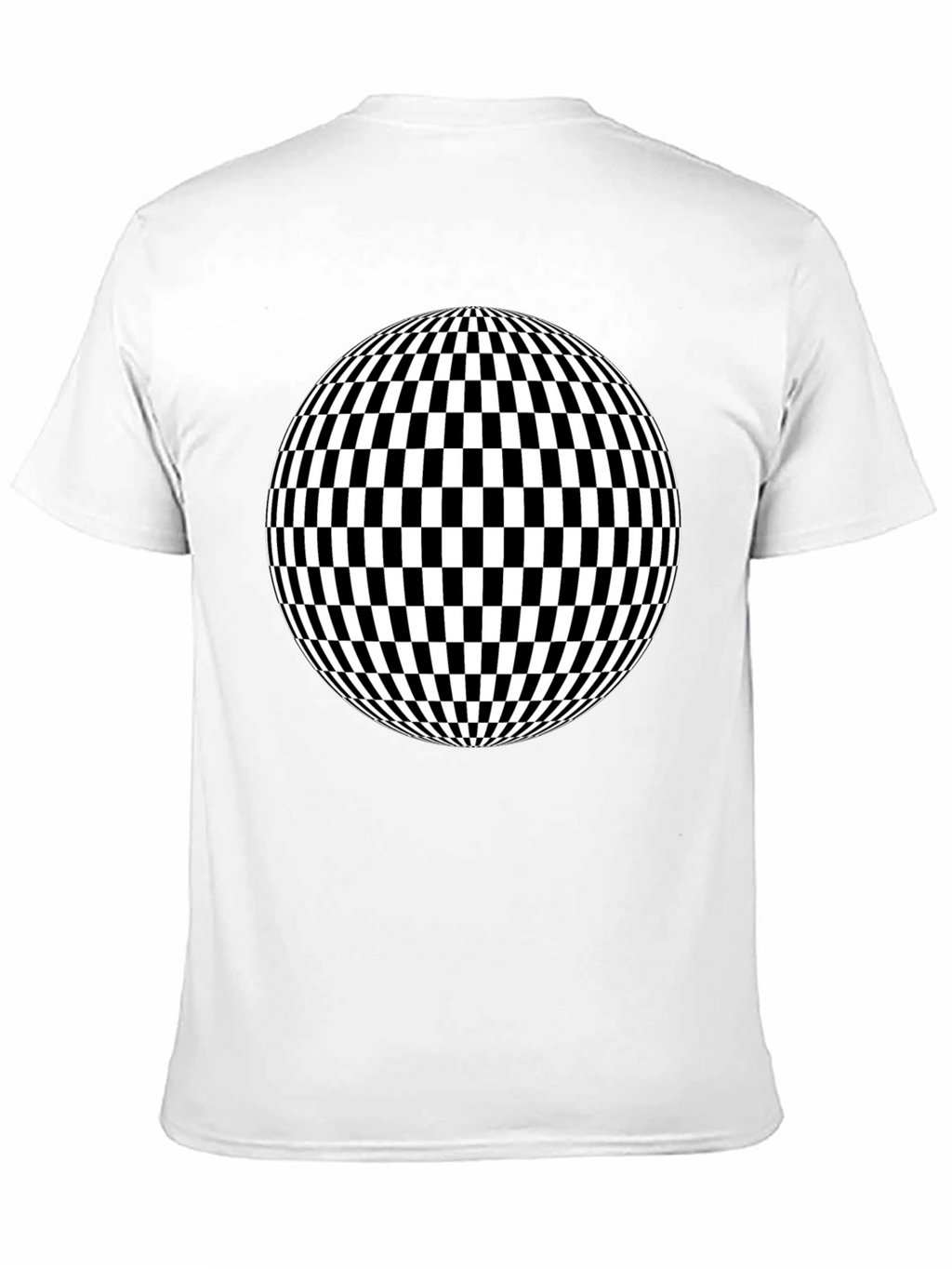 Optical Illusion Checkered Sphere Black T-Shirt