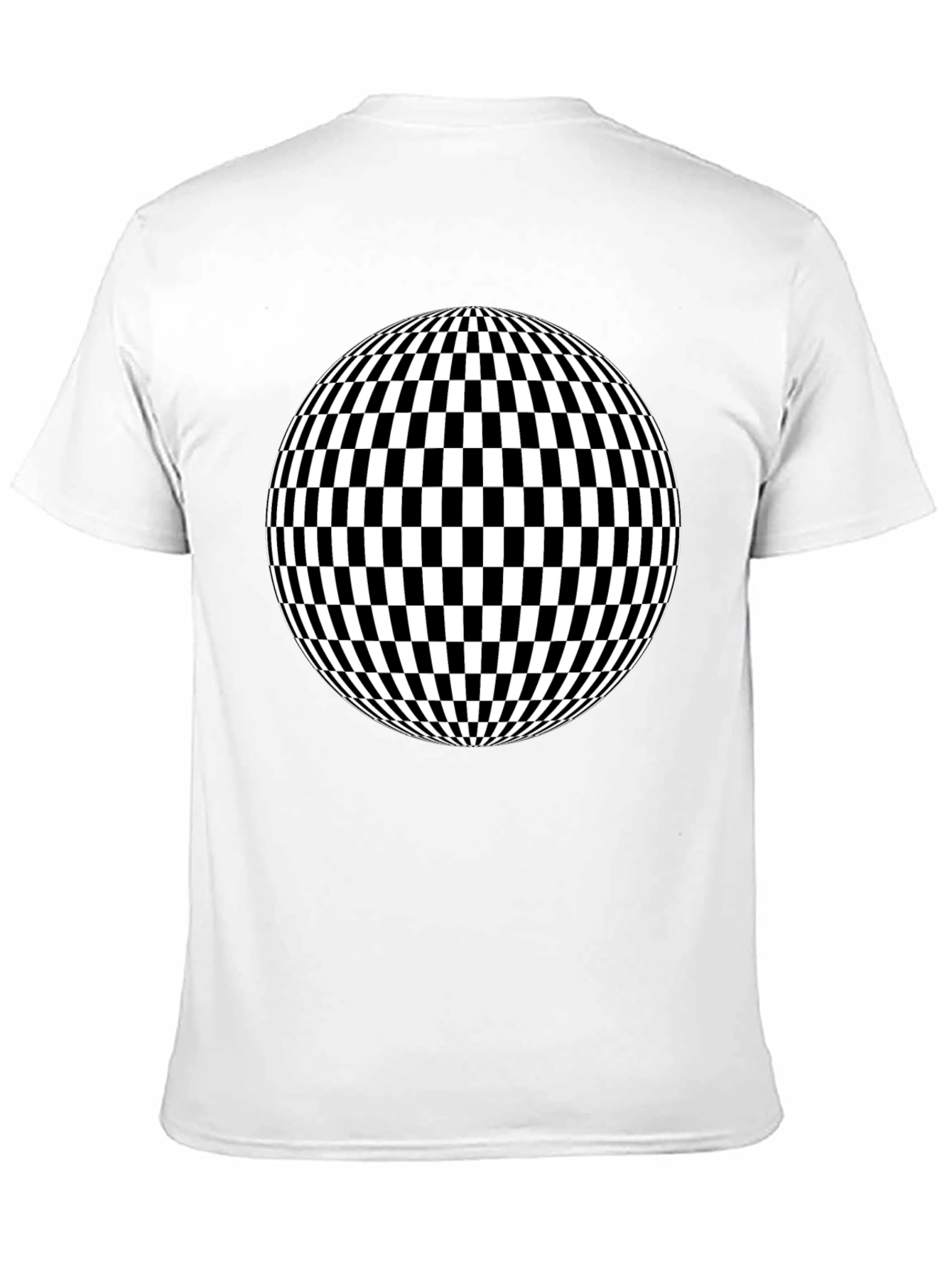 Optical Illusion Checkered Sphere Black T-Shirt