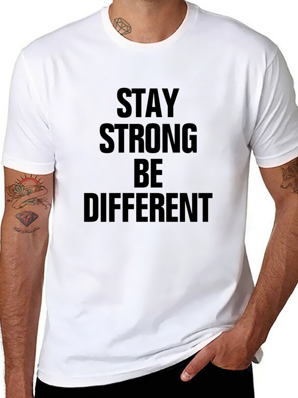 Stay Strong Tee: Bold Statement Black T-Shirt