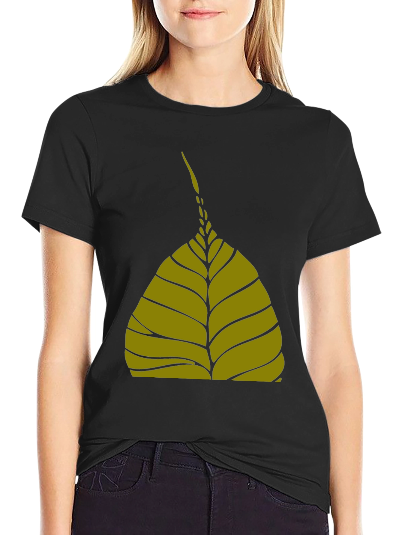 Leaf Graphic Black T-Shirt