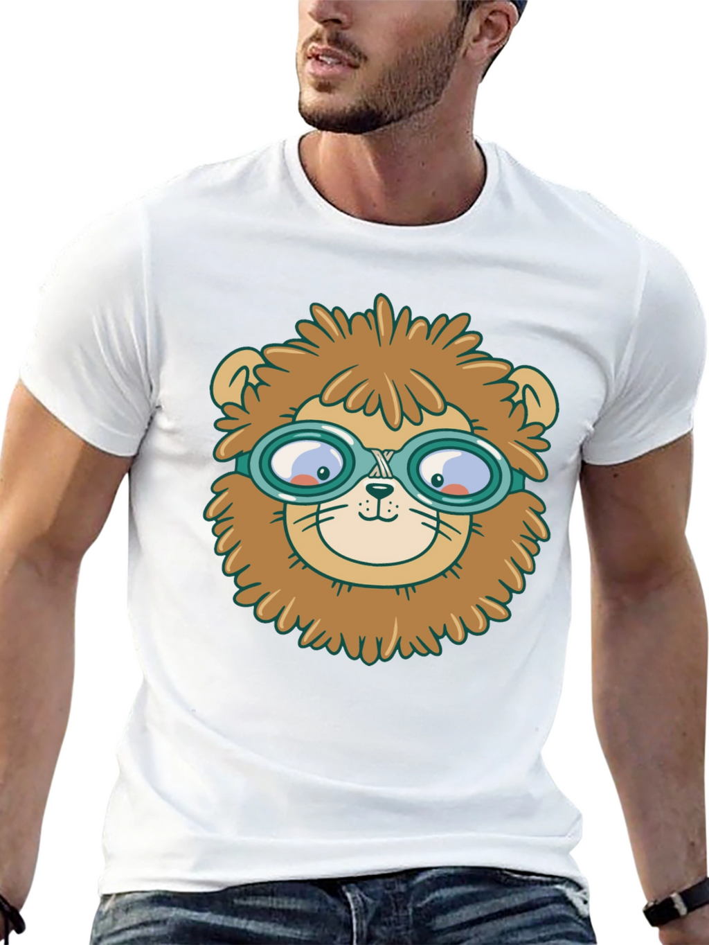 Lion Pilot T-Shirt - Whimsical Graphic Tee