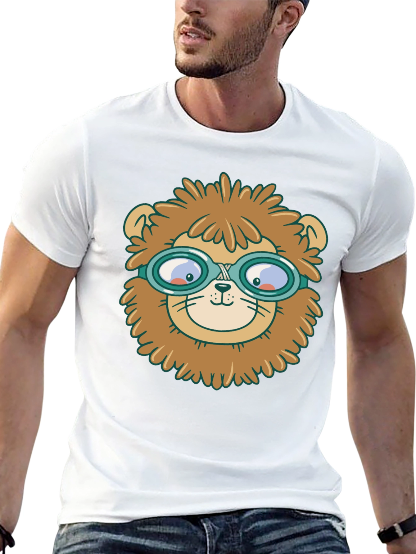Lion Pilot T-Shirt - Whimsical Graphic Tee