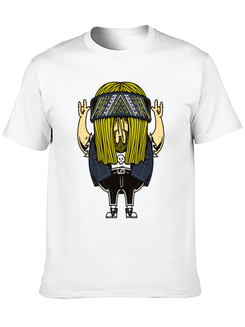 Cool Cartoon Character Print Black T-Shirt