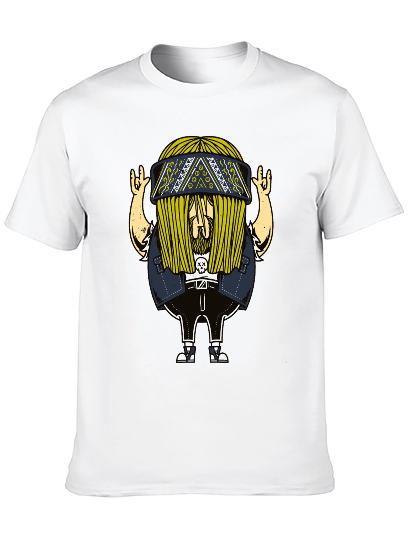 Cool Cartoon Character Print Black T-Shirt