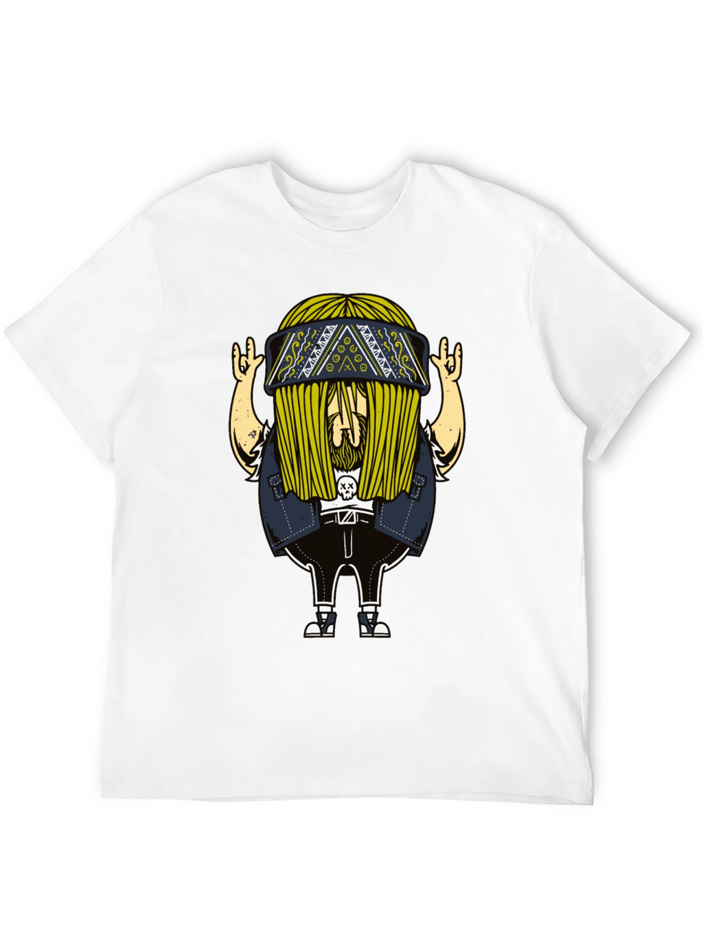 Cool Cartoon Character Print Black T-Shirt