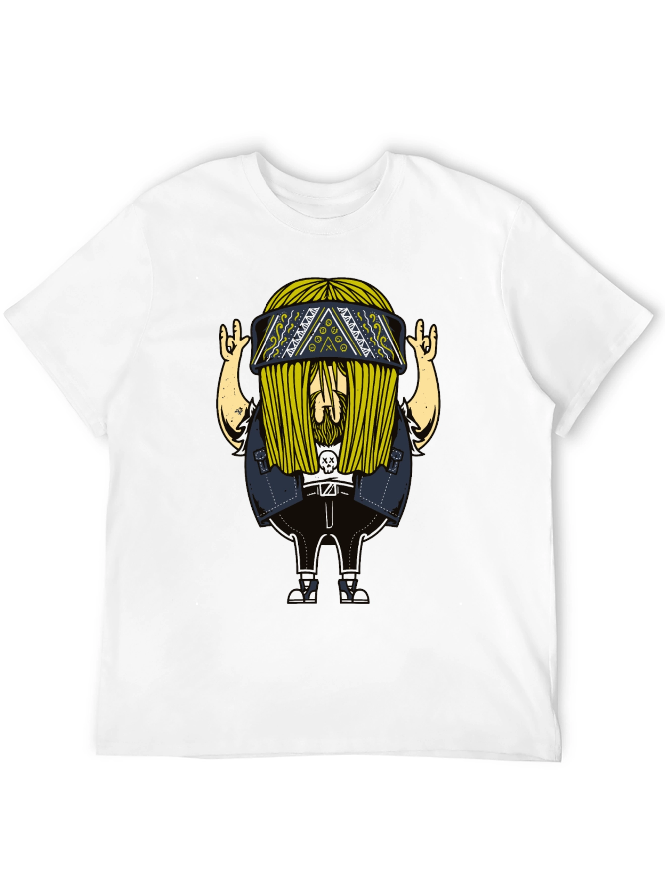 Cool Cartoon Character Print Black T-Shirt