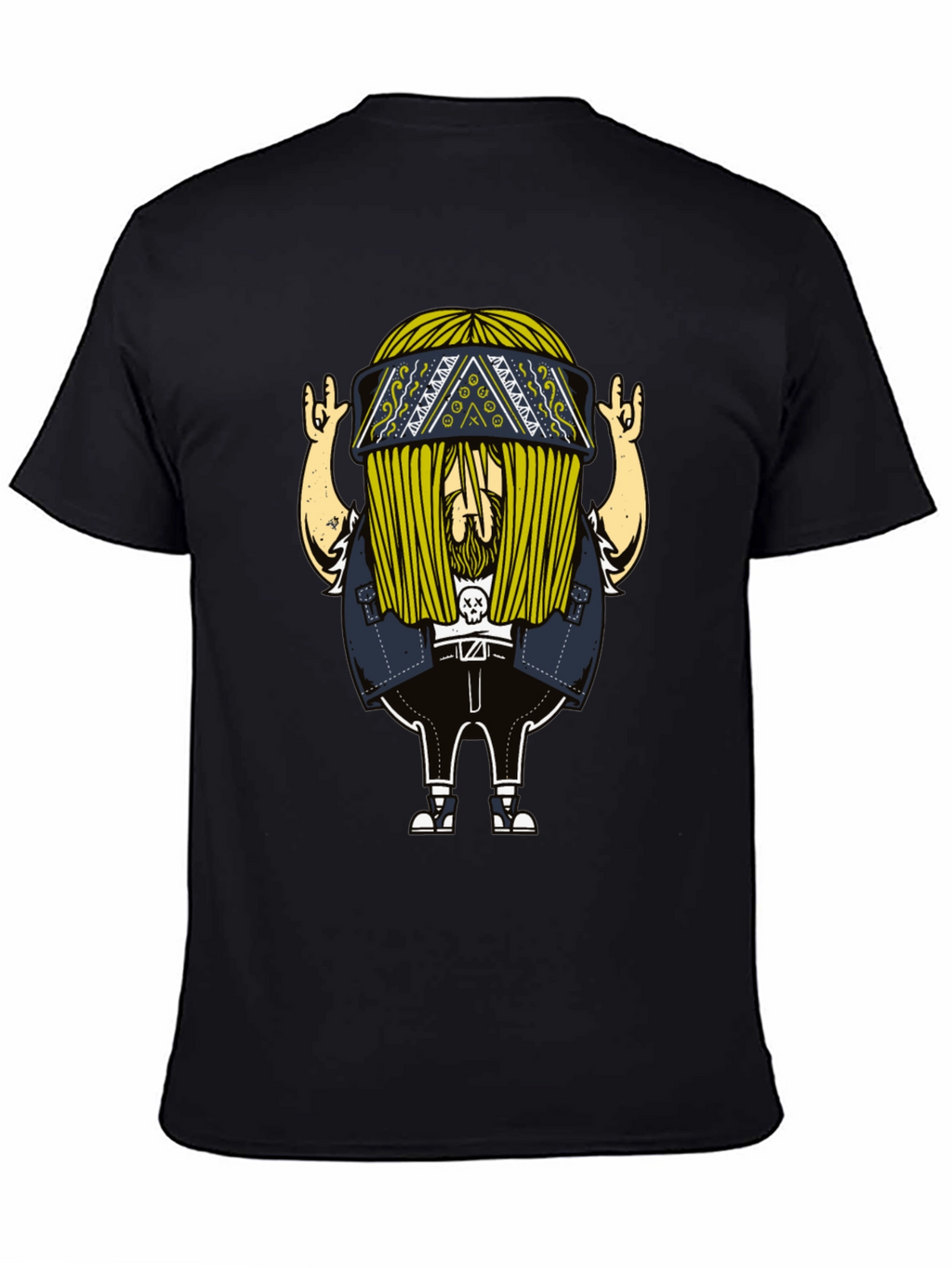 Cool Cartoon Character Print Black T-Shirt