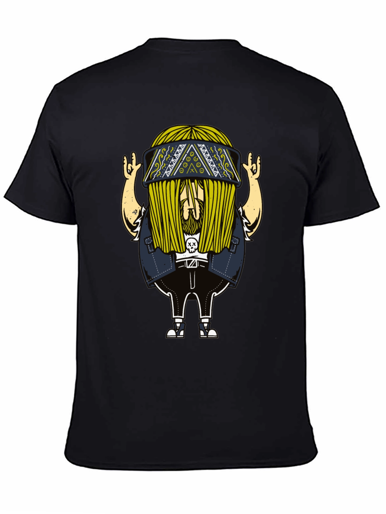 Cool Cartoon Character Print Black T-Shirt