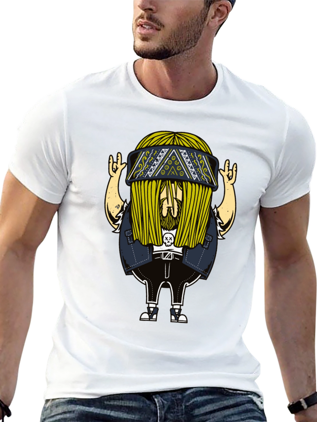 Cool Cartoon Character Print Black T-Shirt