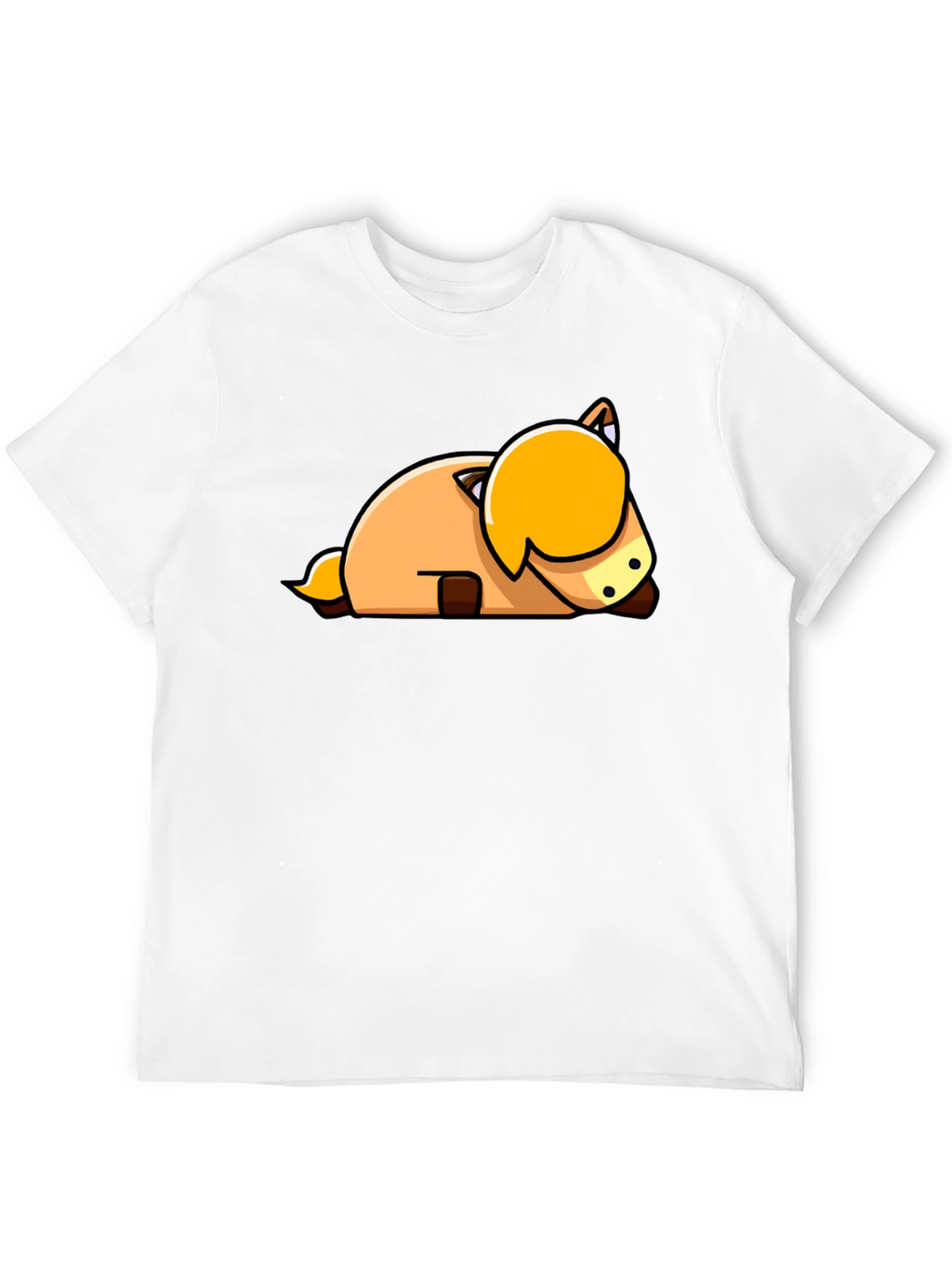 Cute Cartoon Horse Laying Down Black T-Shirt