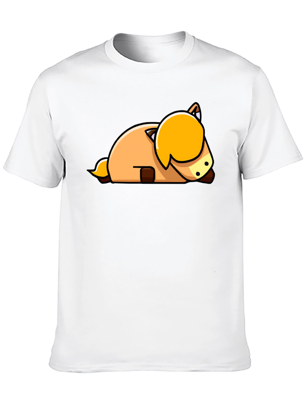 Cute Cartoon Horse Laying Down Black T-Shirt