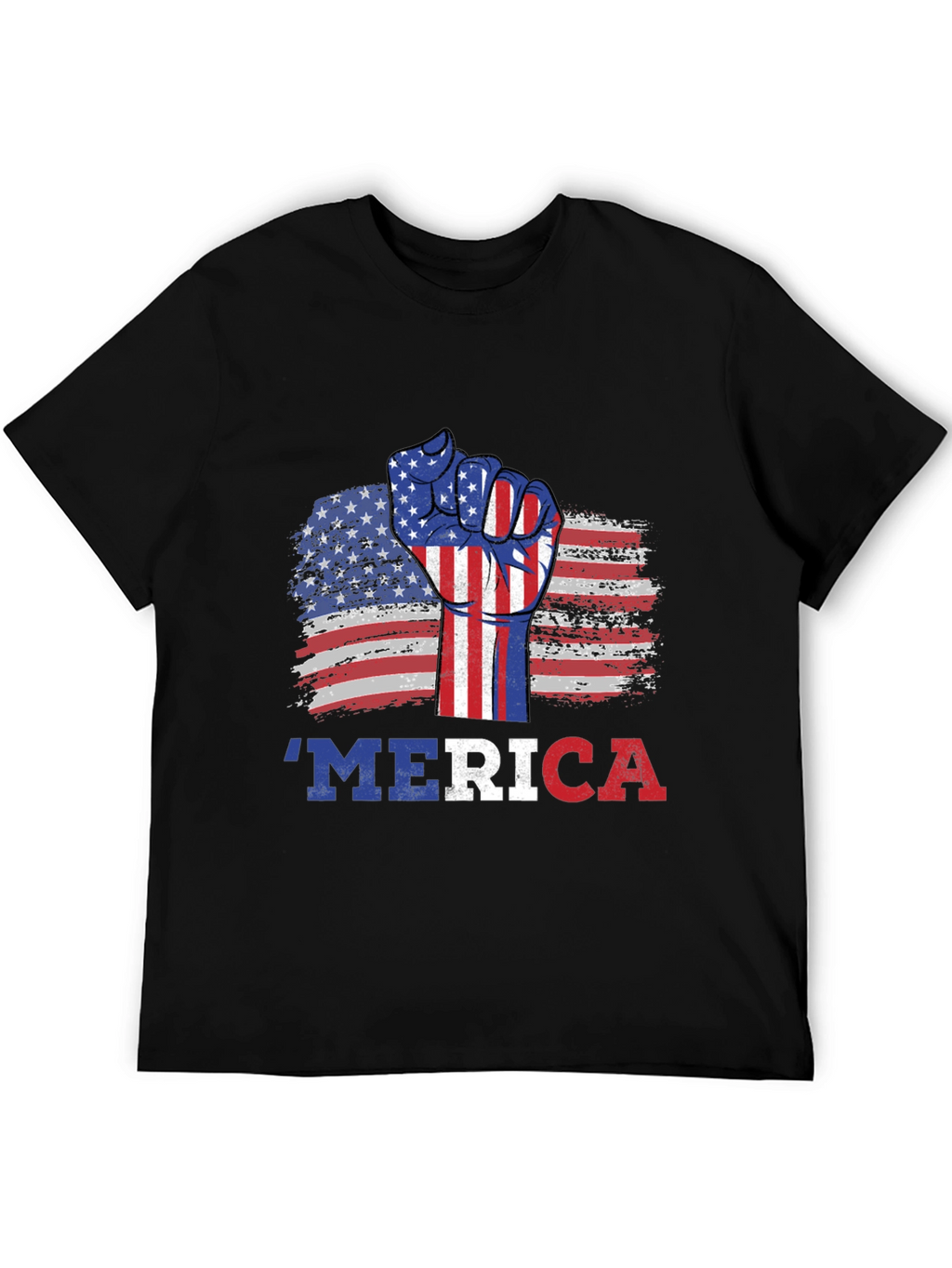 Patriotic Merica T-Shirt - USA Flag Fist Graphic