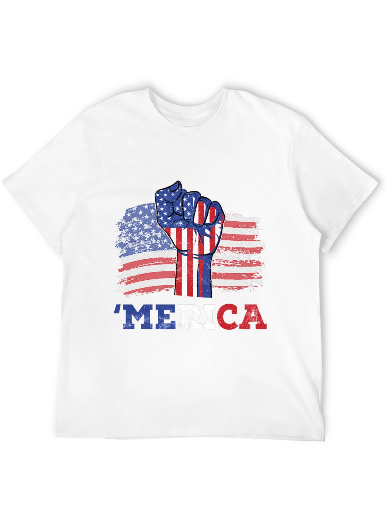 Patriotic Merica T-Shirt - USA Flag Fist Graphic