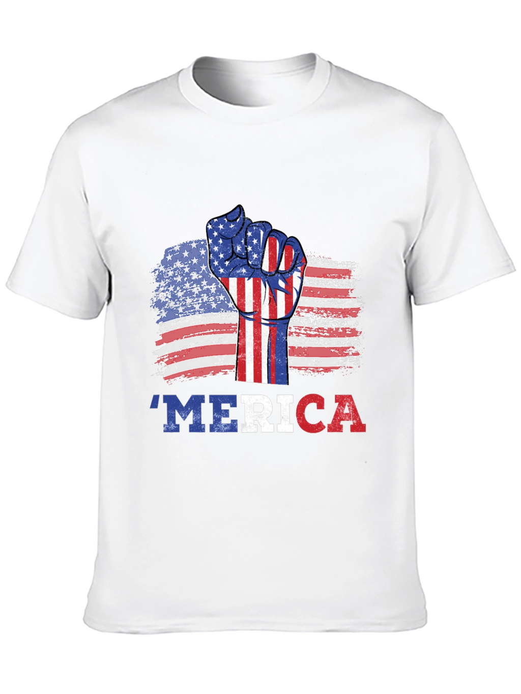 Patriotic Merica T-Shirt - USA Flag Fist Graphic