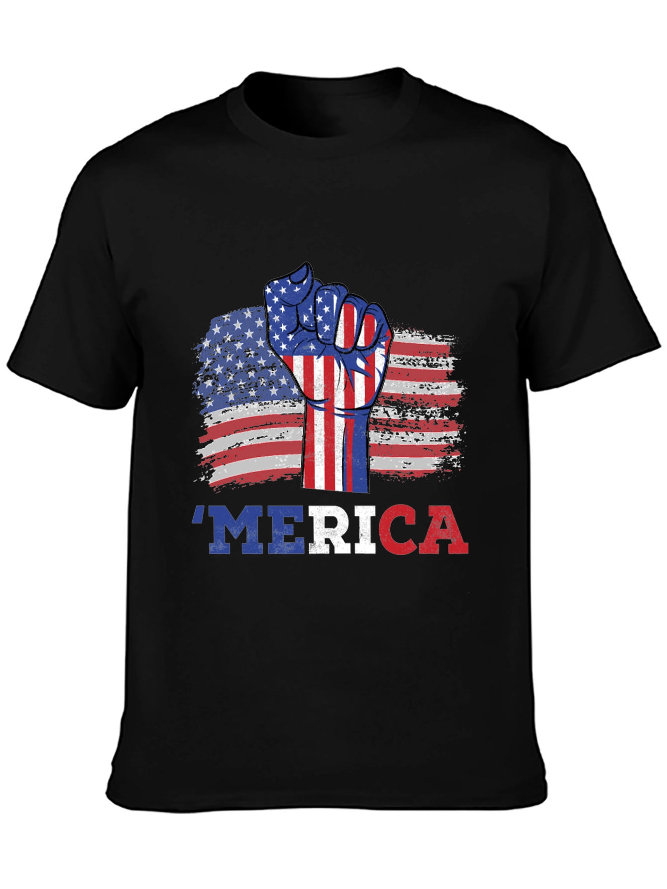 Patriotic Merica T-Shirt - USA Flag Fist Graphic