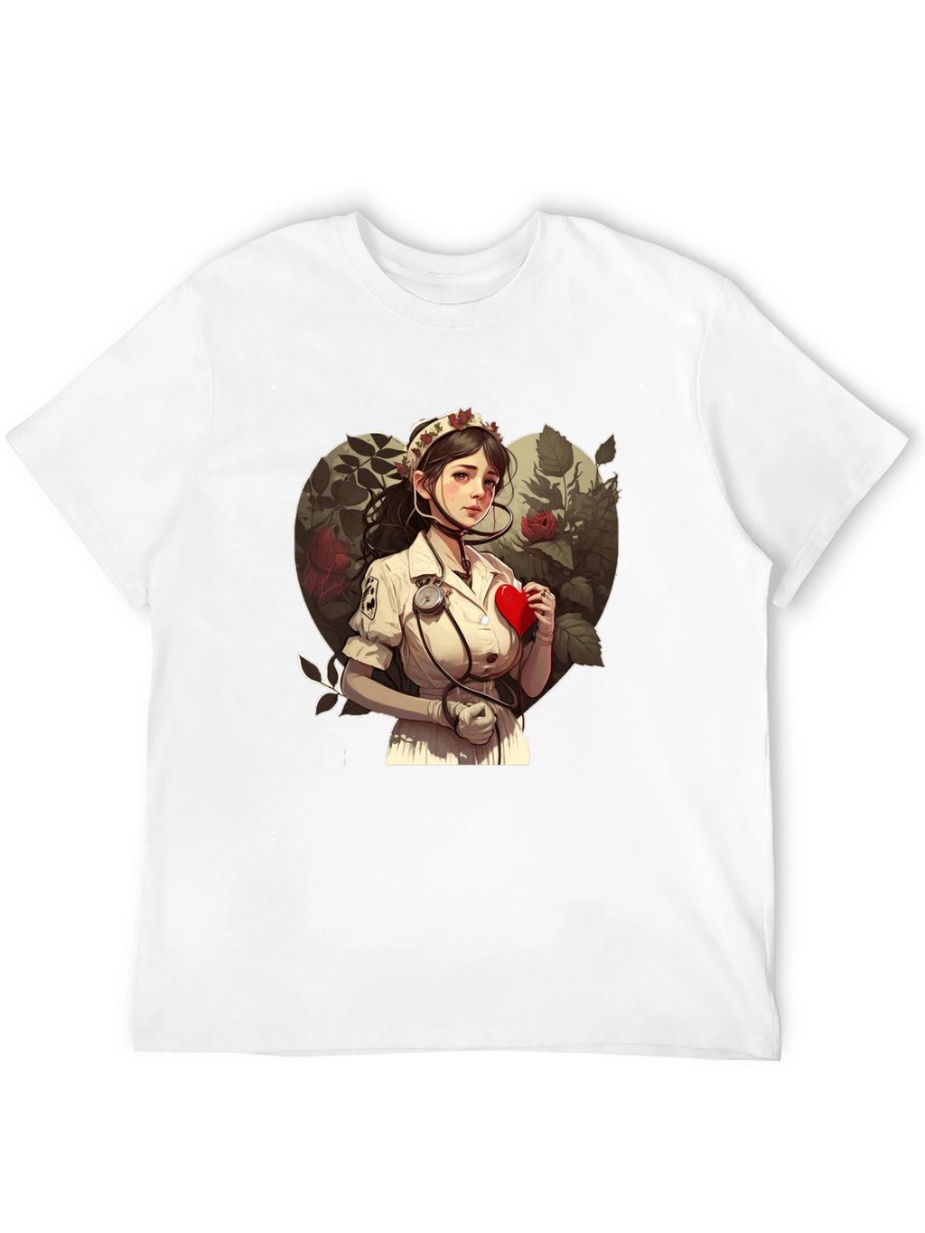 Nurse Love Heart Graphic Tee - Black