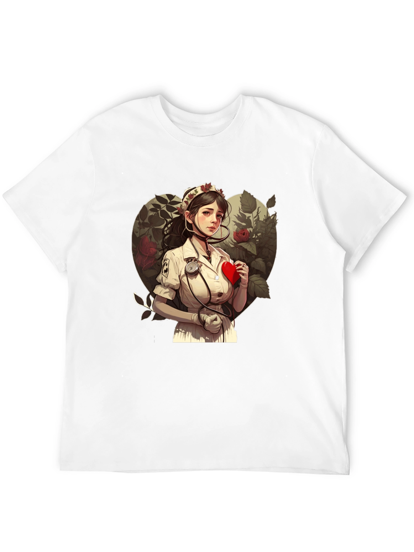 Nurse Love Heart Graphic Tee - Black