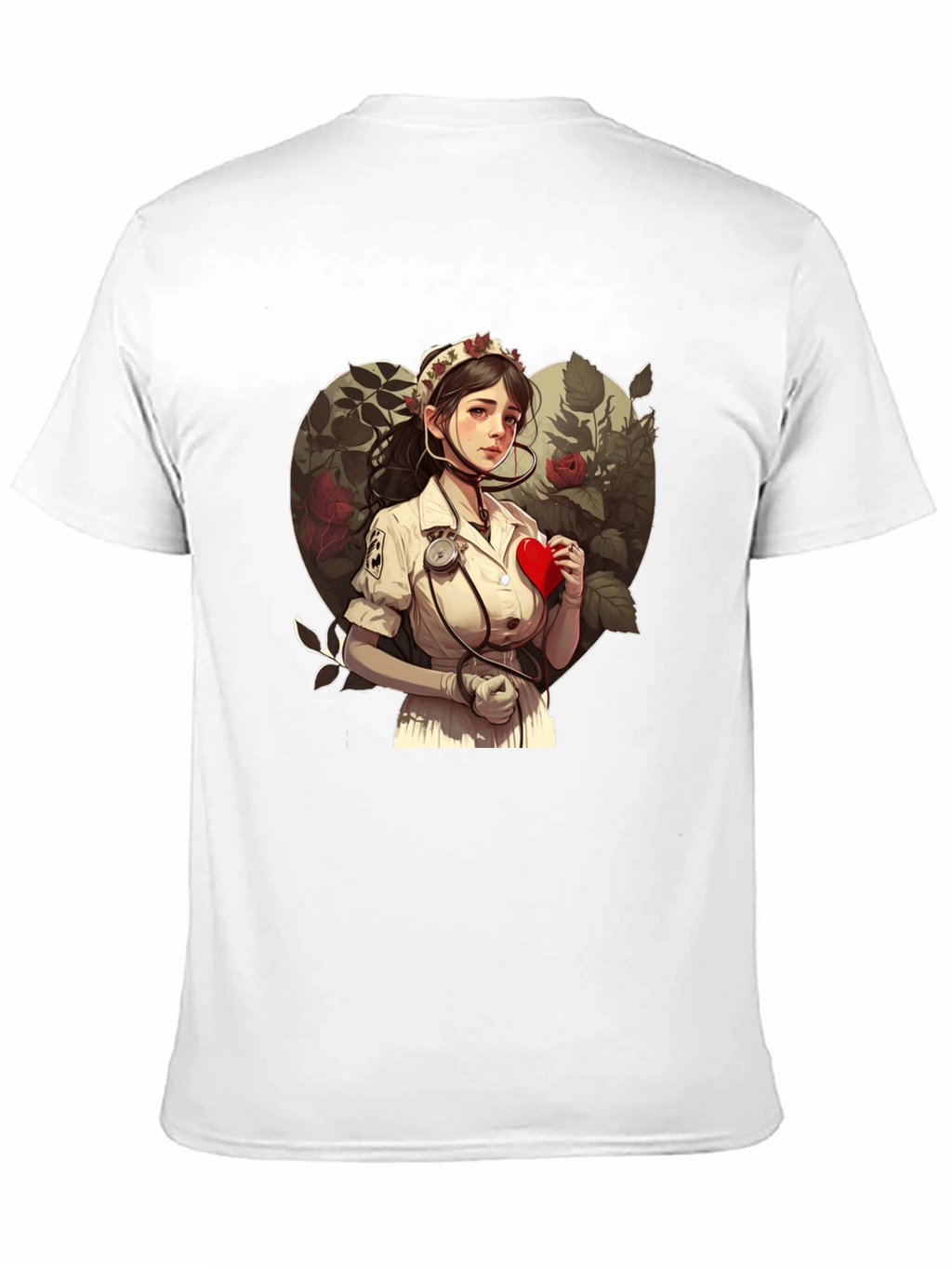 Nurse Love Heart Graphic Tee - Black