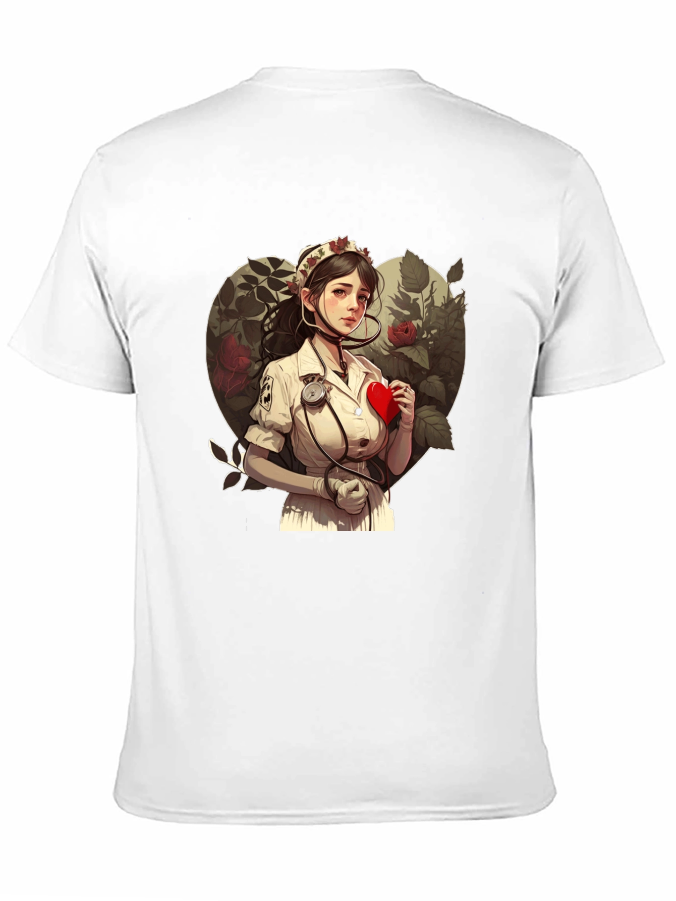 Nurse Love Heart Graphic Tee - Black
