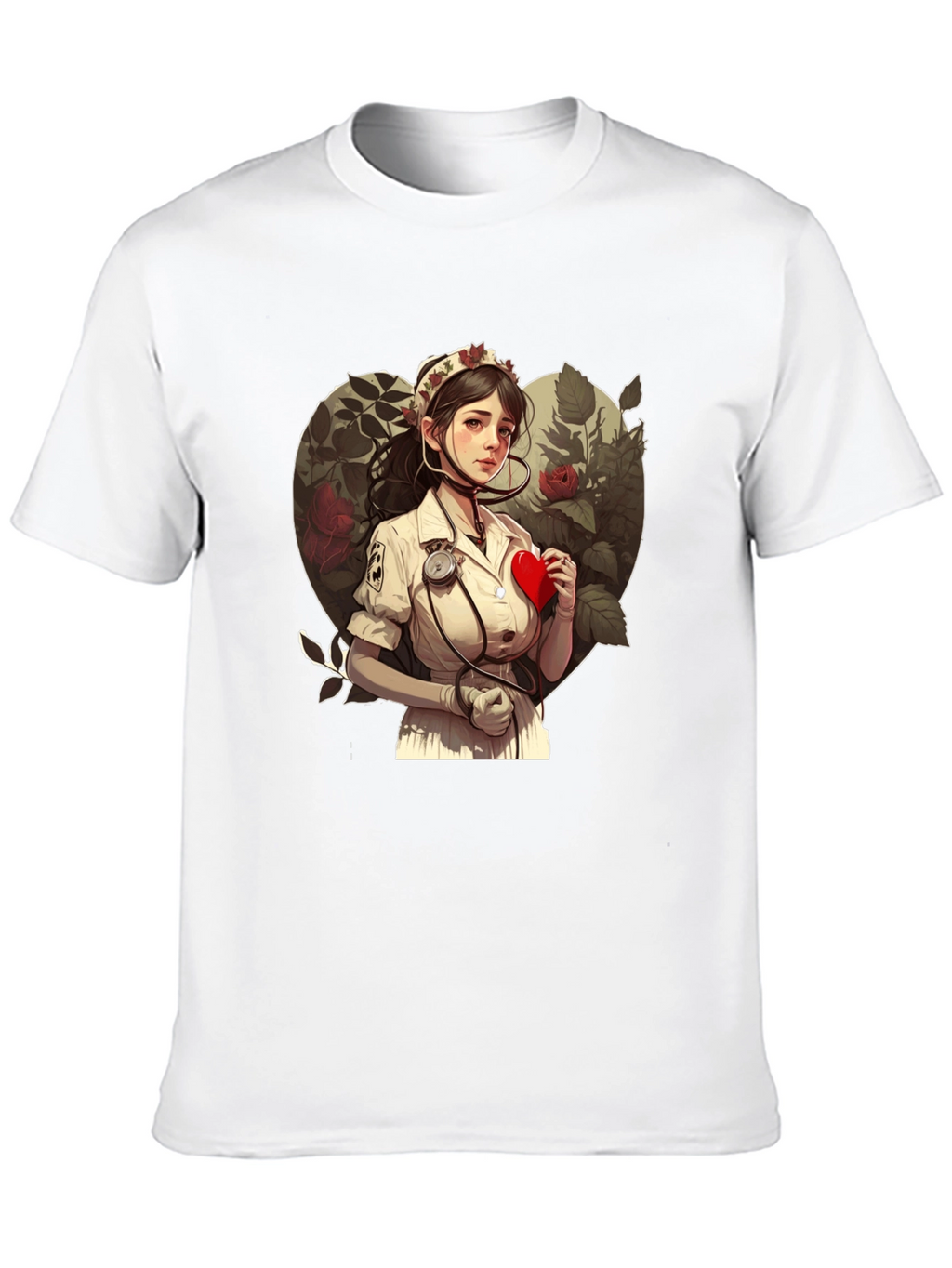 Nurse Love Heart Graphic Tee - Black