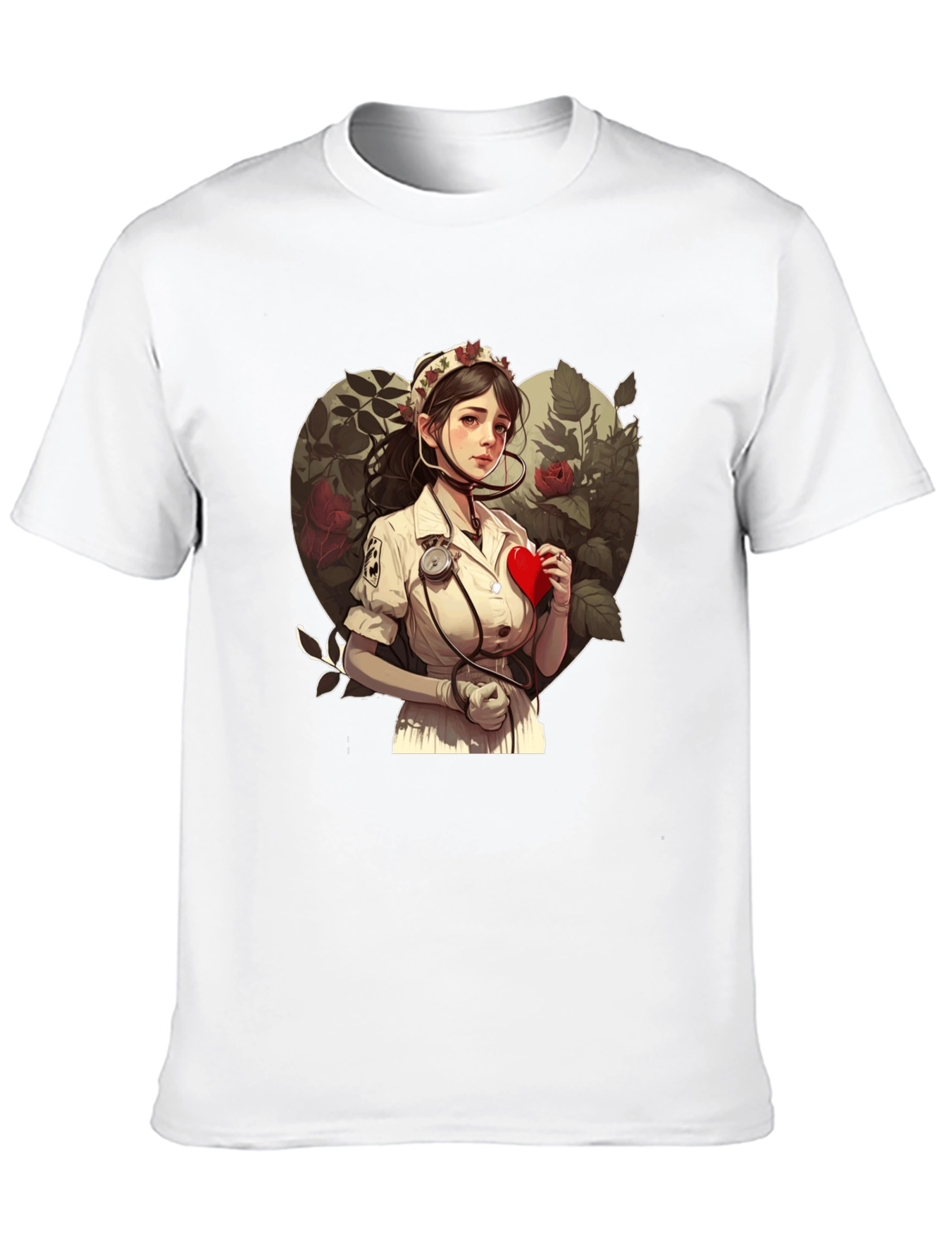 Nurse Love Heart Graphic Tee - Black