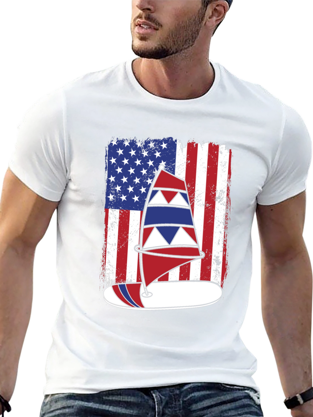 Patriotic Sailboat USA Flag T-Shirt