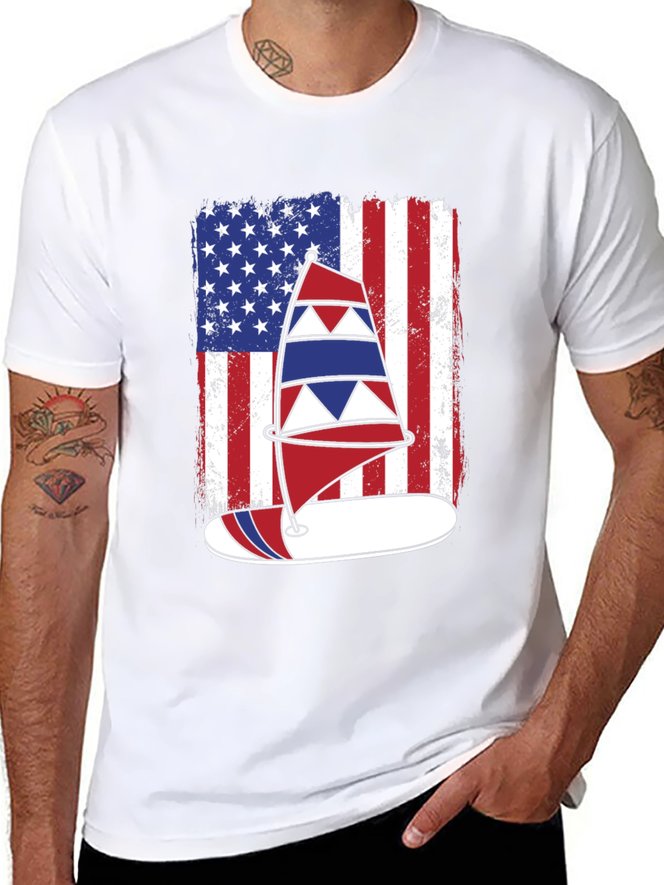 Patriotic Sailboat USA Flag T-Shirt
