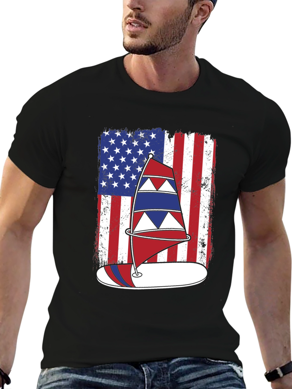 Patriotic Sailboat USA Flag T-Shirt
