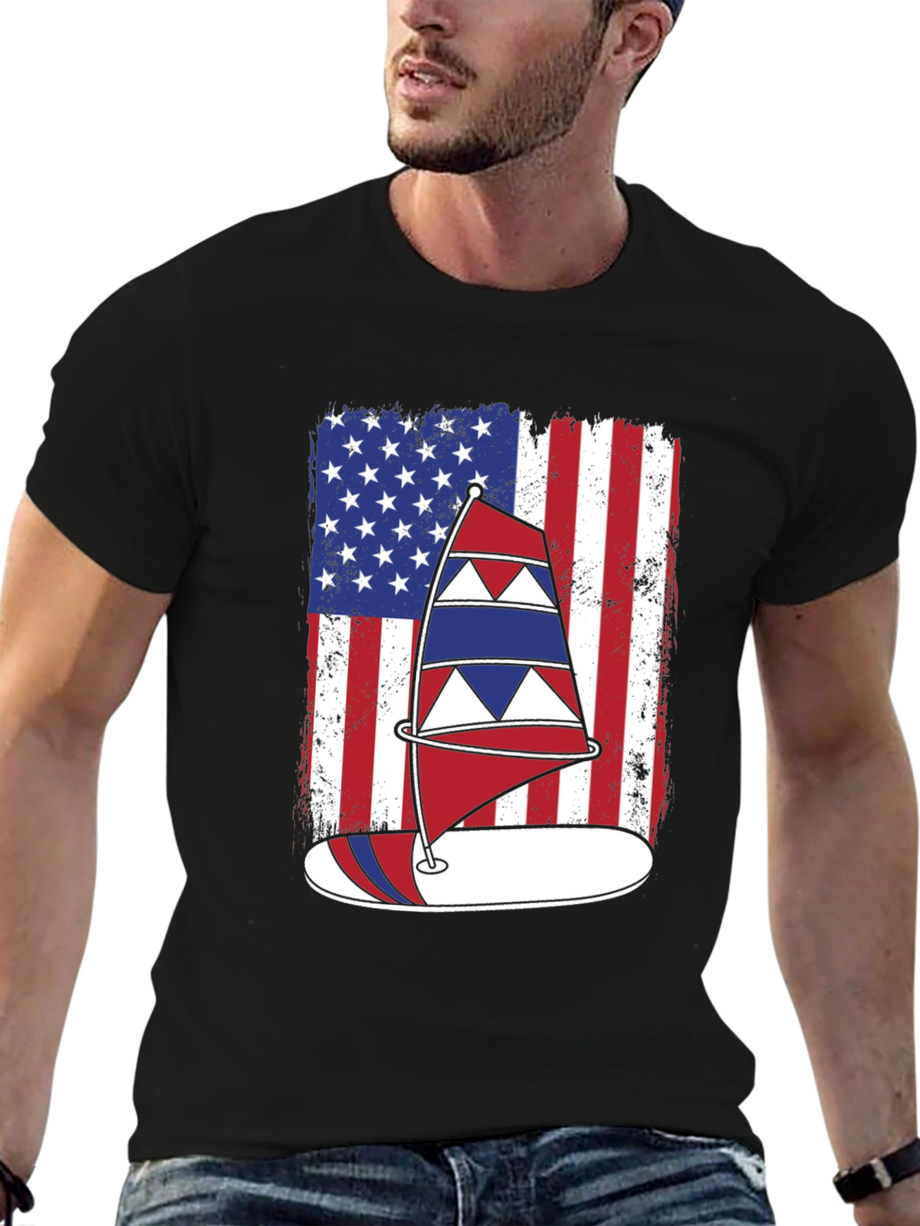 Patriotic Sailboat USA Flag T-Shirt