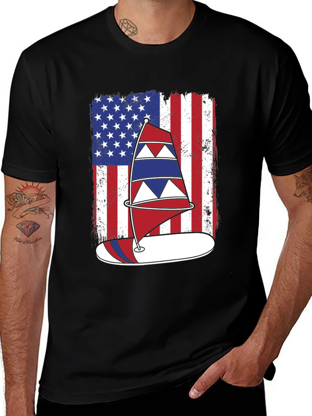 Patriotic Sailboat USA Flag T-Shirt
