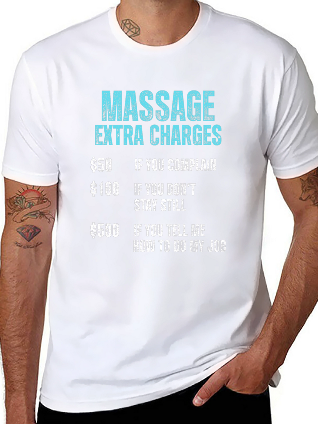 Massage Extra Charges Funny Graphic Tee