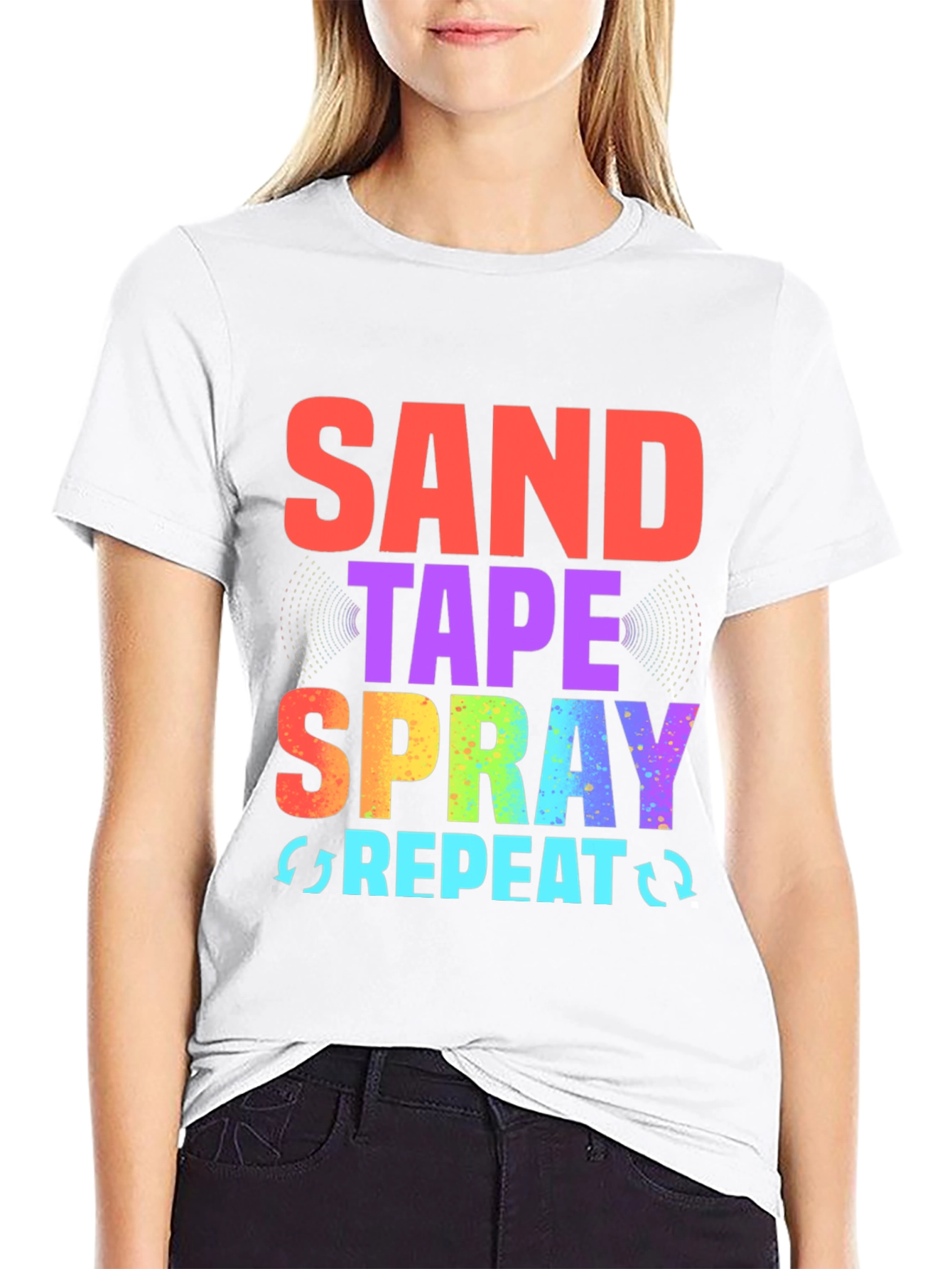 Sand Tape Spray Repeat Black Graphic Tee