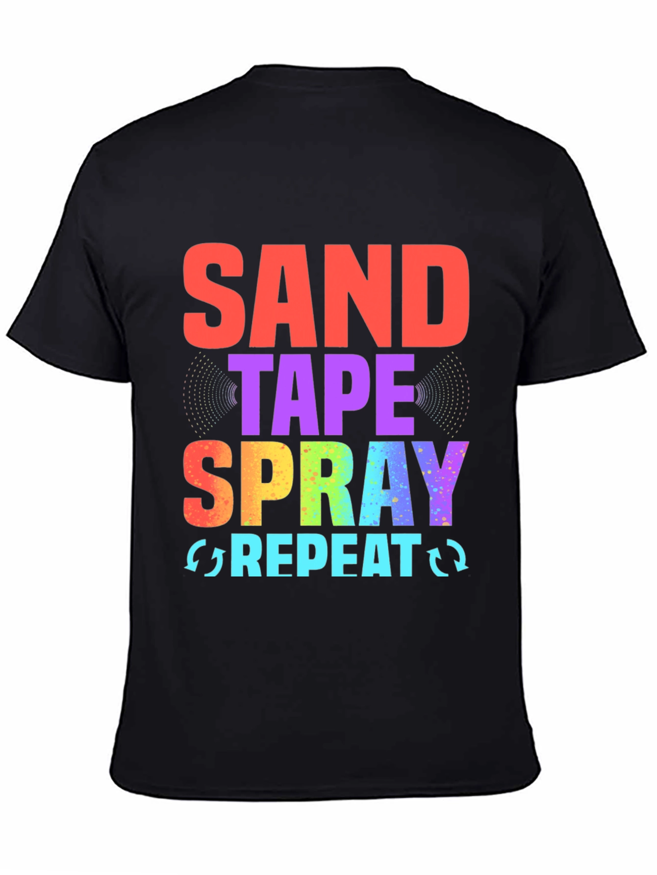 Sand Tape Spray Repeat Black Graphic Tee