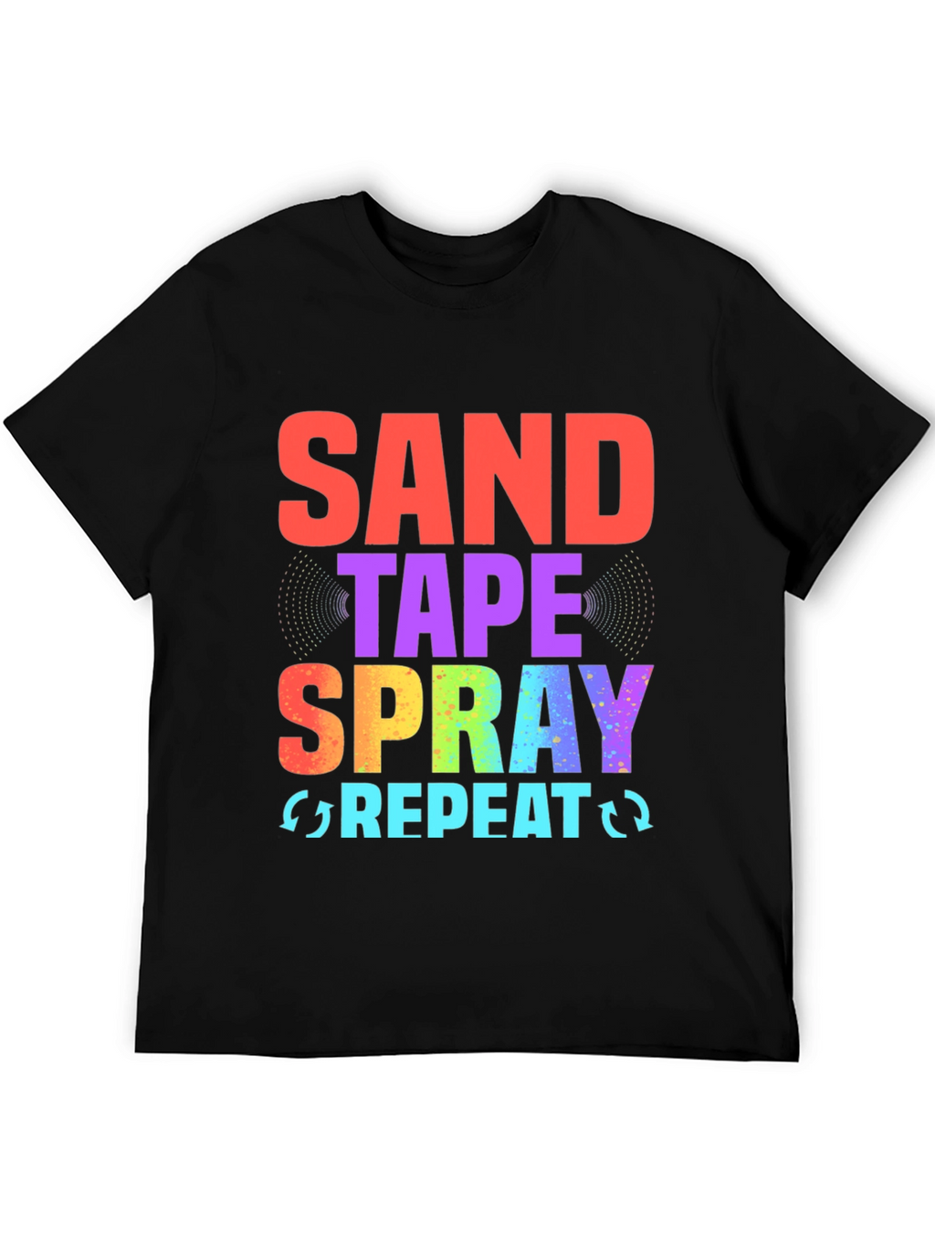 Sand Tape Spray Repeat Black Graphic Tee