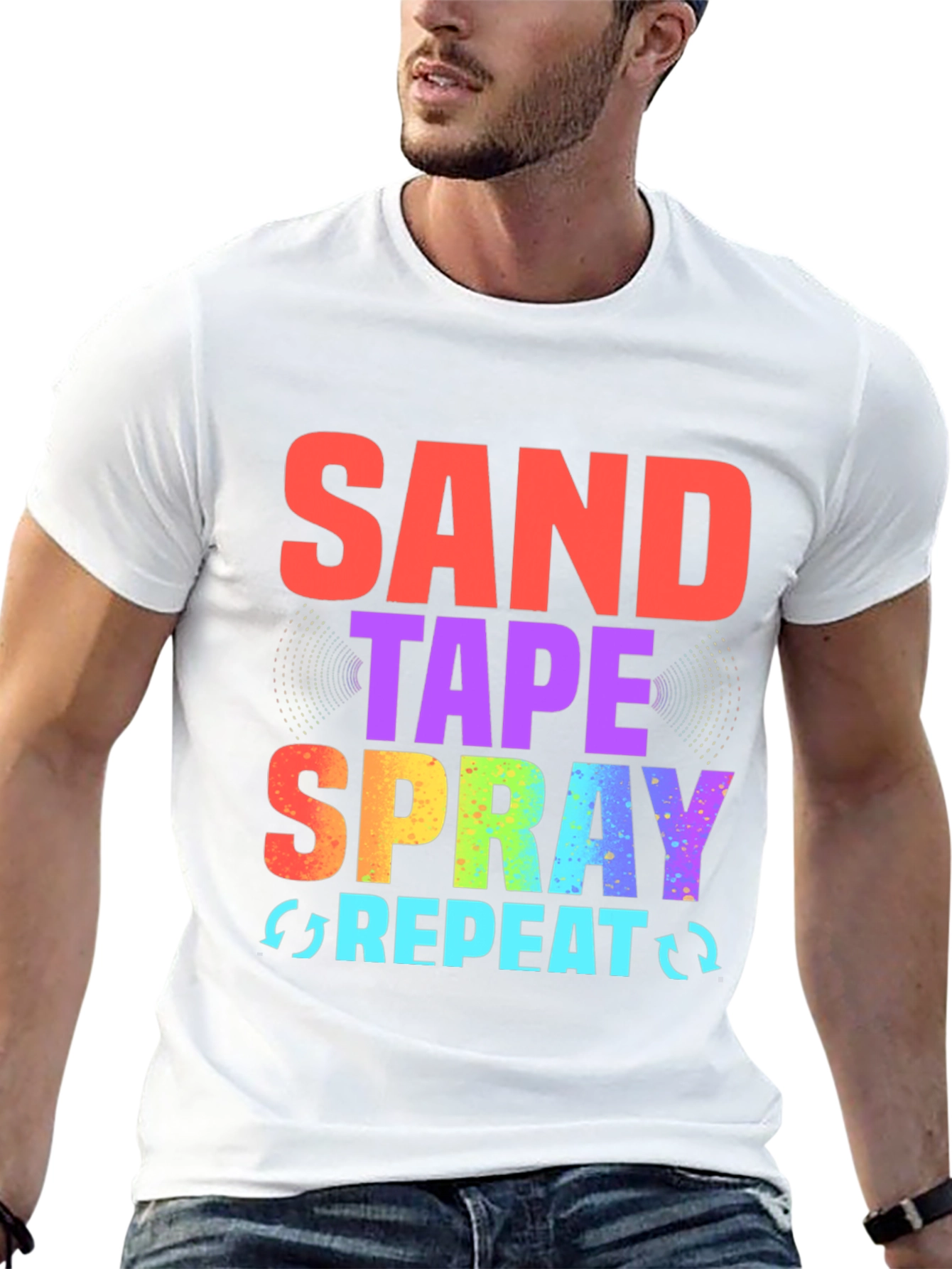 Sand Tape Spray Repeat Black Graphic Tee
