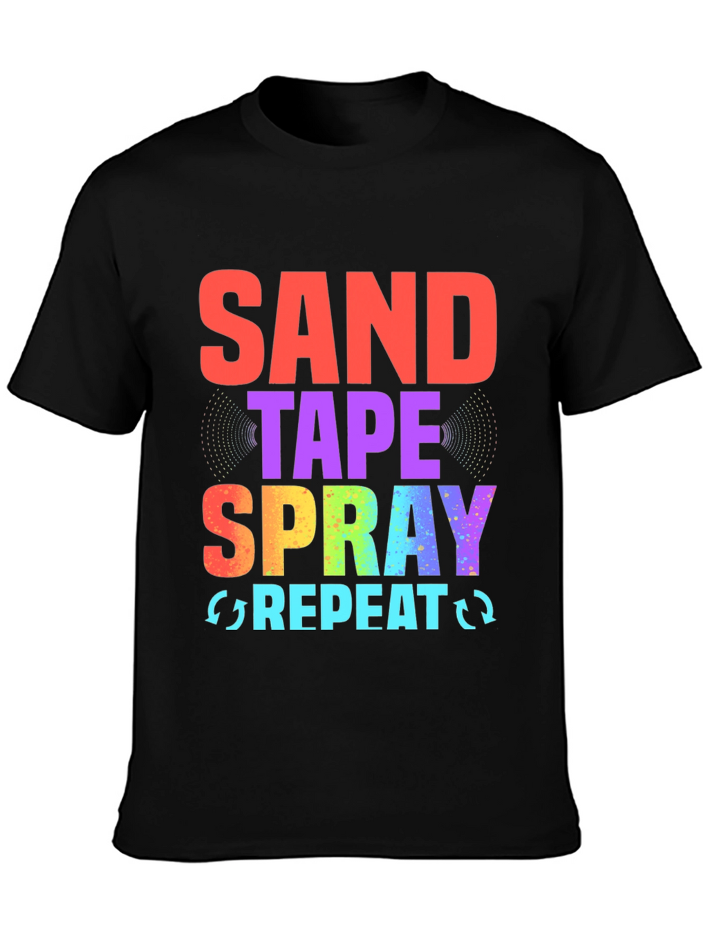 Sand Tape Spray Repeat Black Graphic Tee