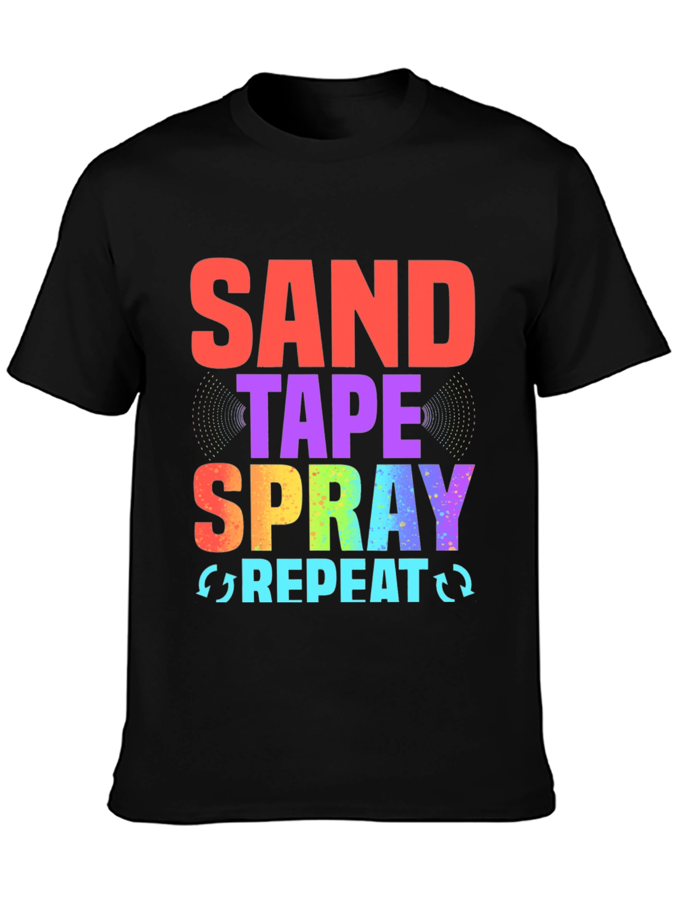 Sand Tape Spray Repeat Black Graphic Tee