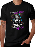 Retro Cat DJ T-Shirt - Music Lover Tee