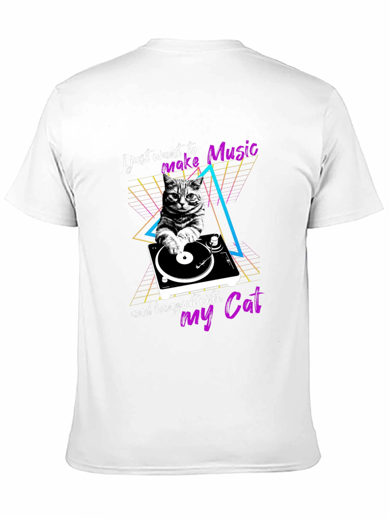 Retro Cat DJ T-Shirt - Music Lover Tee
