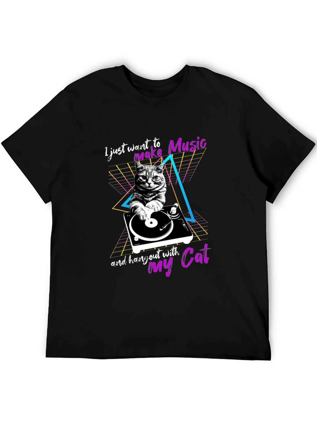 Retro Cat DJ T-Shirt - Music Lover Tee