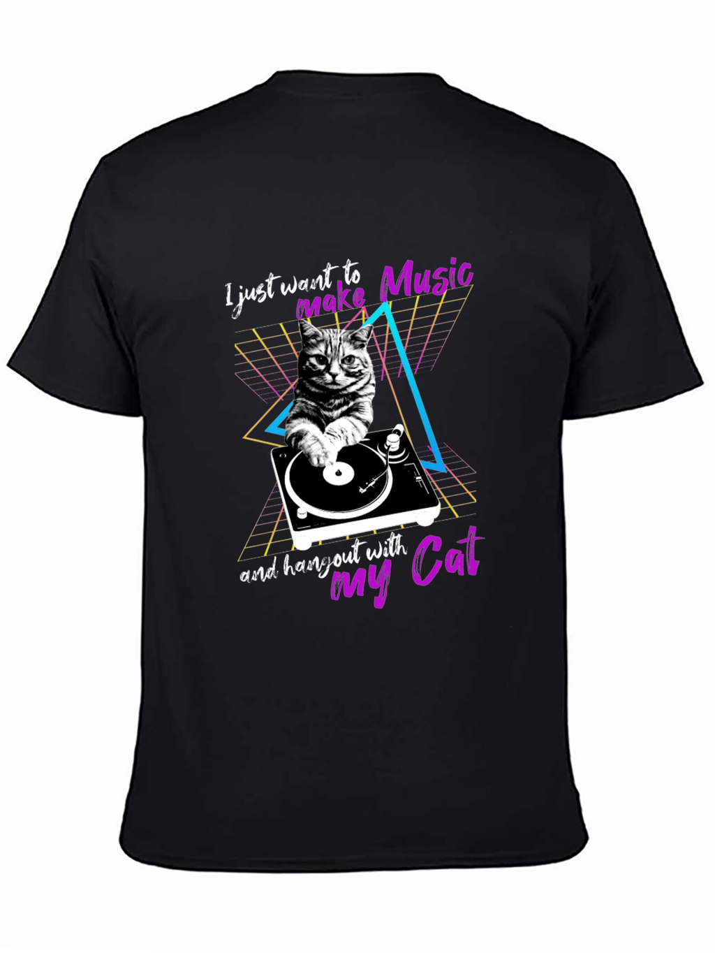 Retro Cat DJ T-Shirt - Music Lover Tee