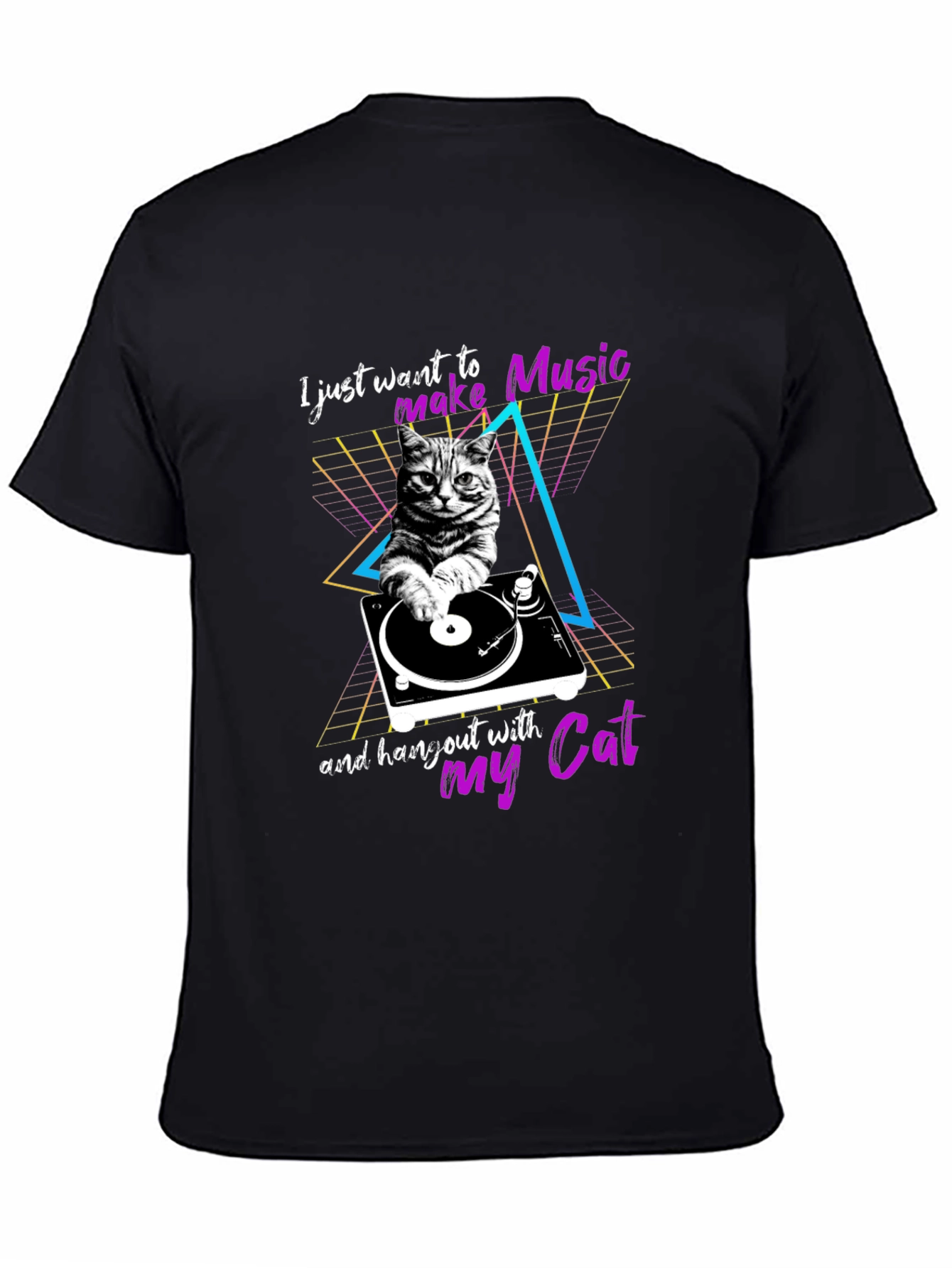 Retro Cat DJ T-Shirt - Music Lover Tee