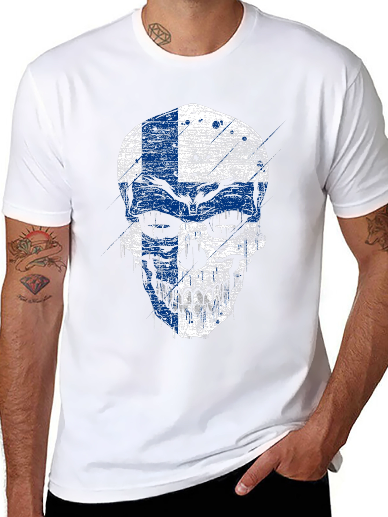 Finland Flag Skull Graphic Tee