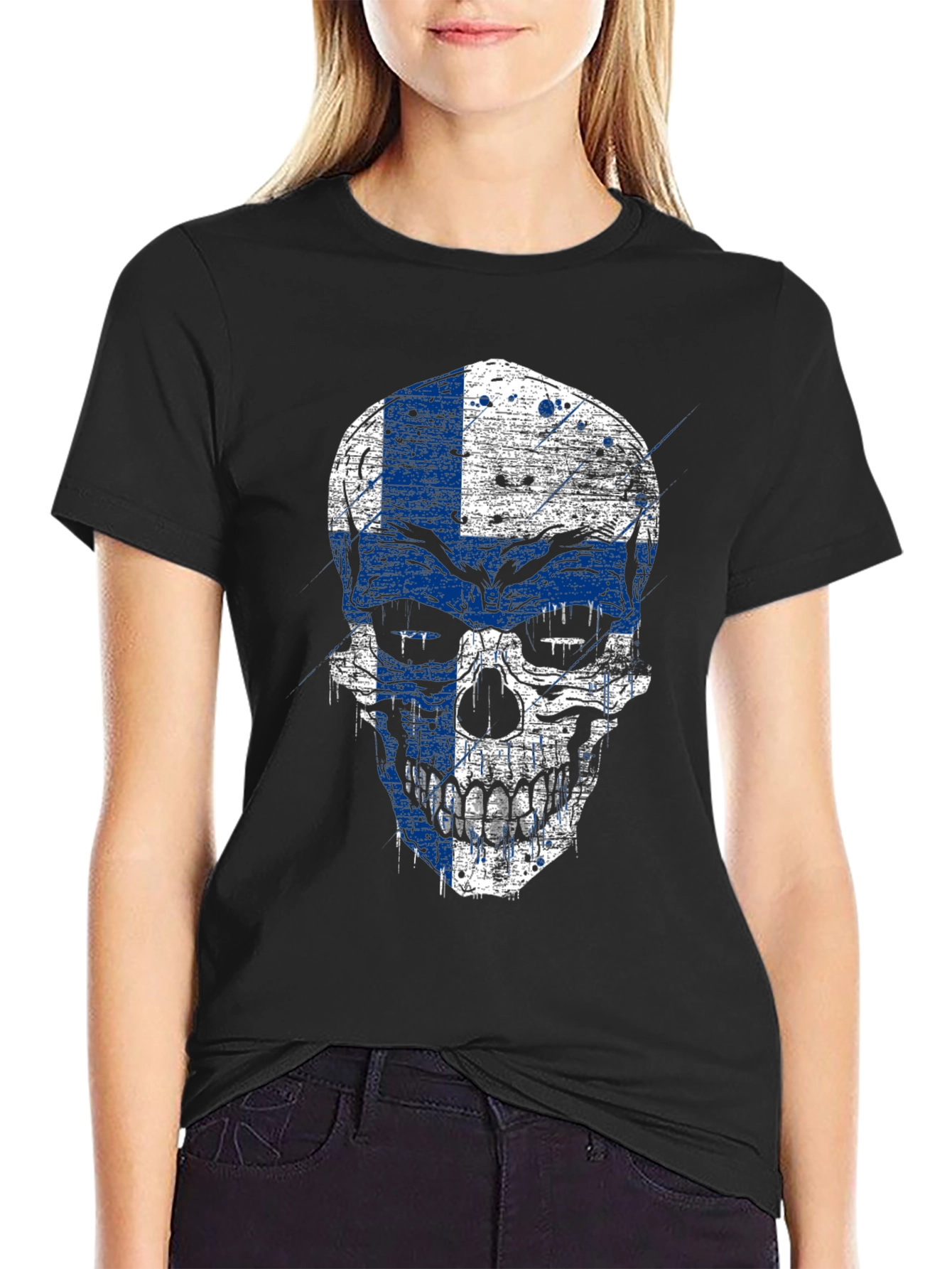 Finland Flag Skull Graphic Tee