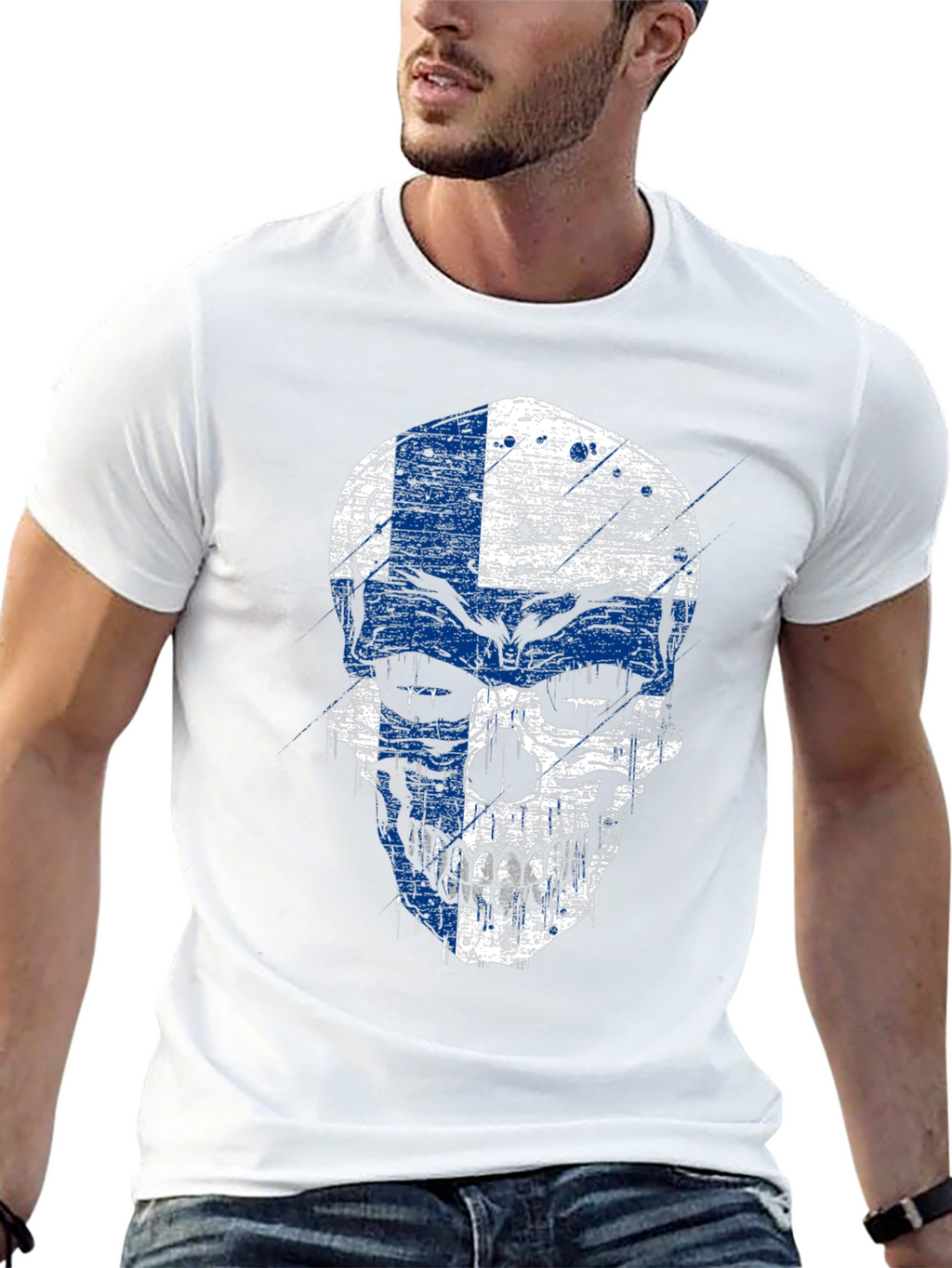 Finland Flag Skull Graphic Tee