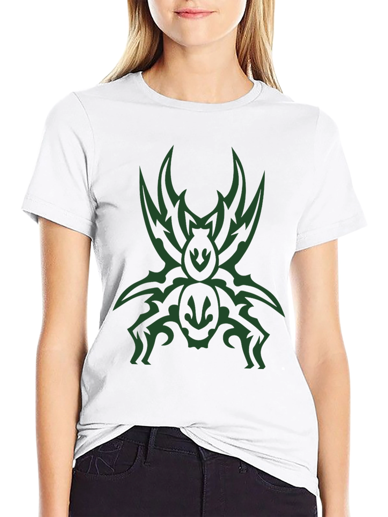 Mens Black T-Shirt with Tribal Spider Graphic