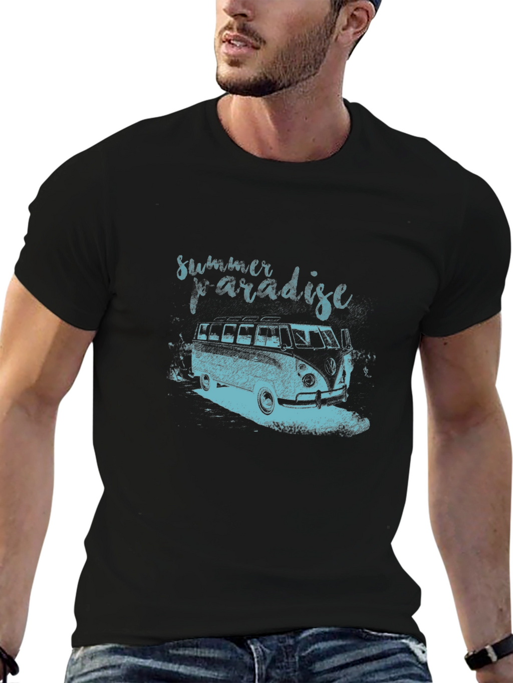 Summer Paradise Graphic Tee - Black