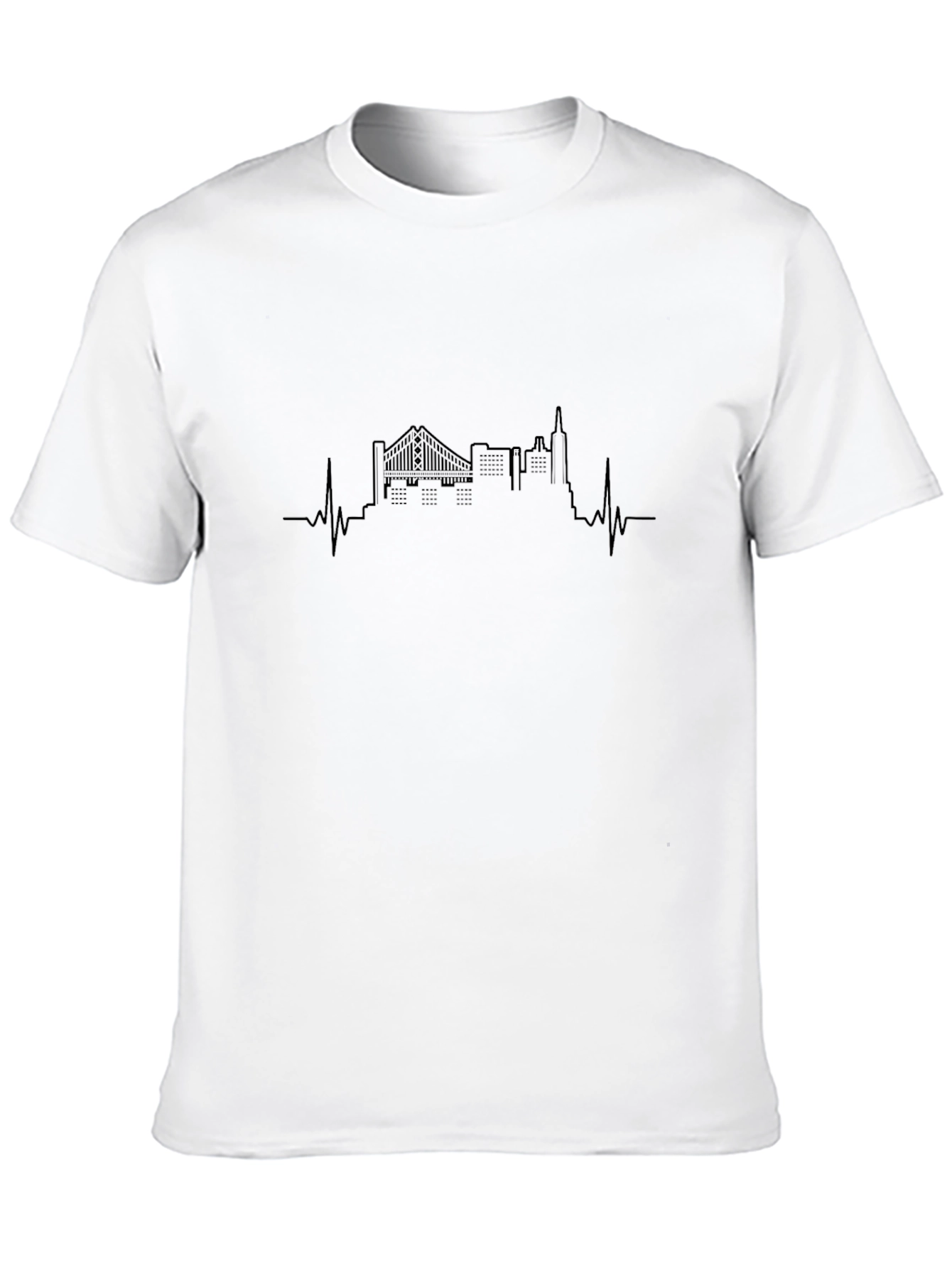 City Skyline Heartbeat Graphic Tee - Black